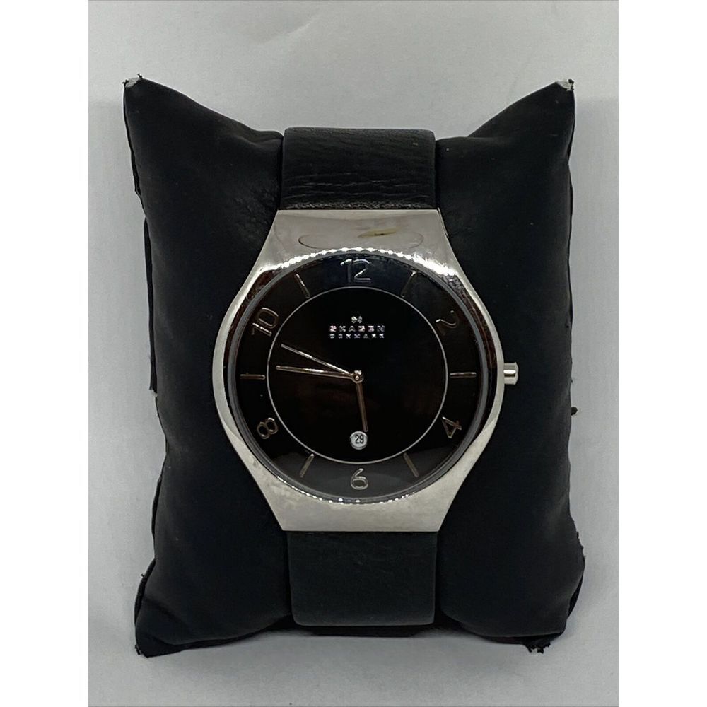 Skagen Men's Watch with Black Dial and Silver Case